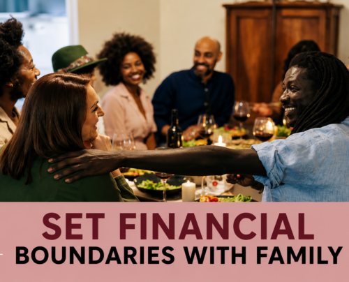 Family members gathered around a dinner table, illustrating the importance of setting financial boundaries with family.